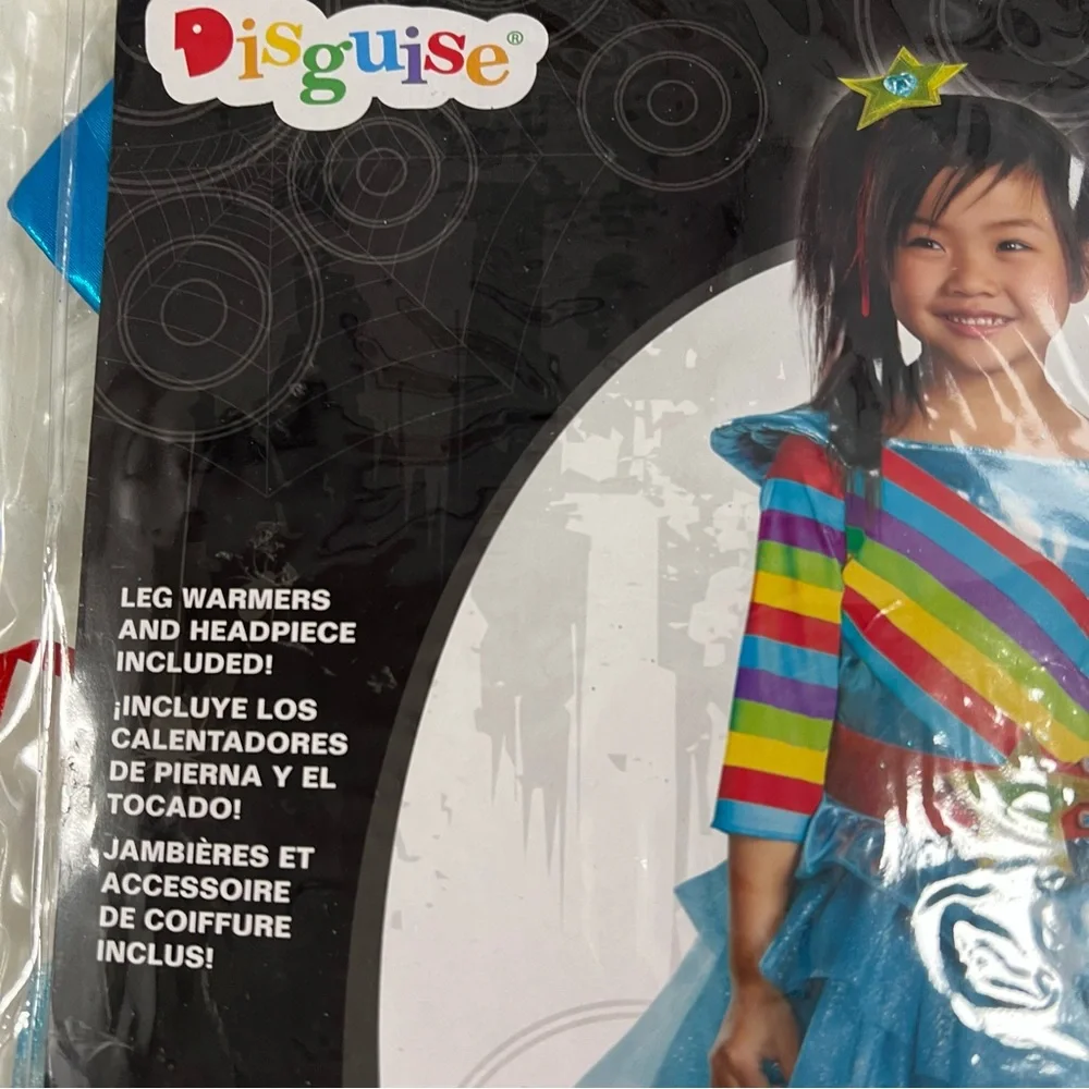 Colorful Cutie rainbow girl Striped Costume dress NEW S 4-6X Halloween dress up